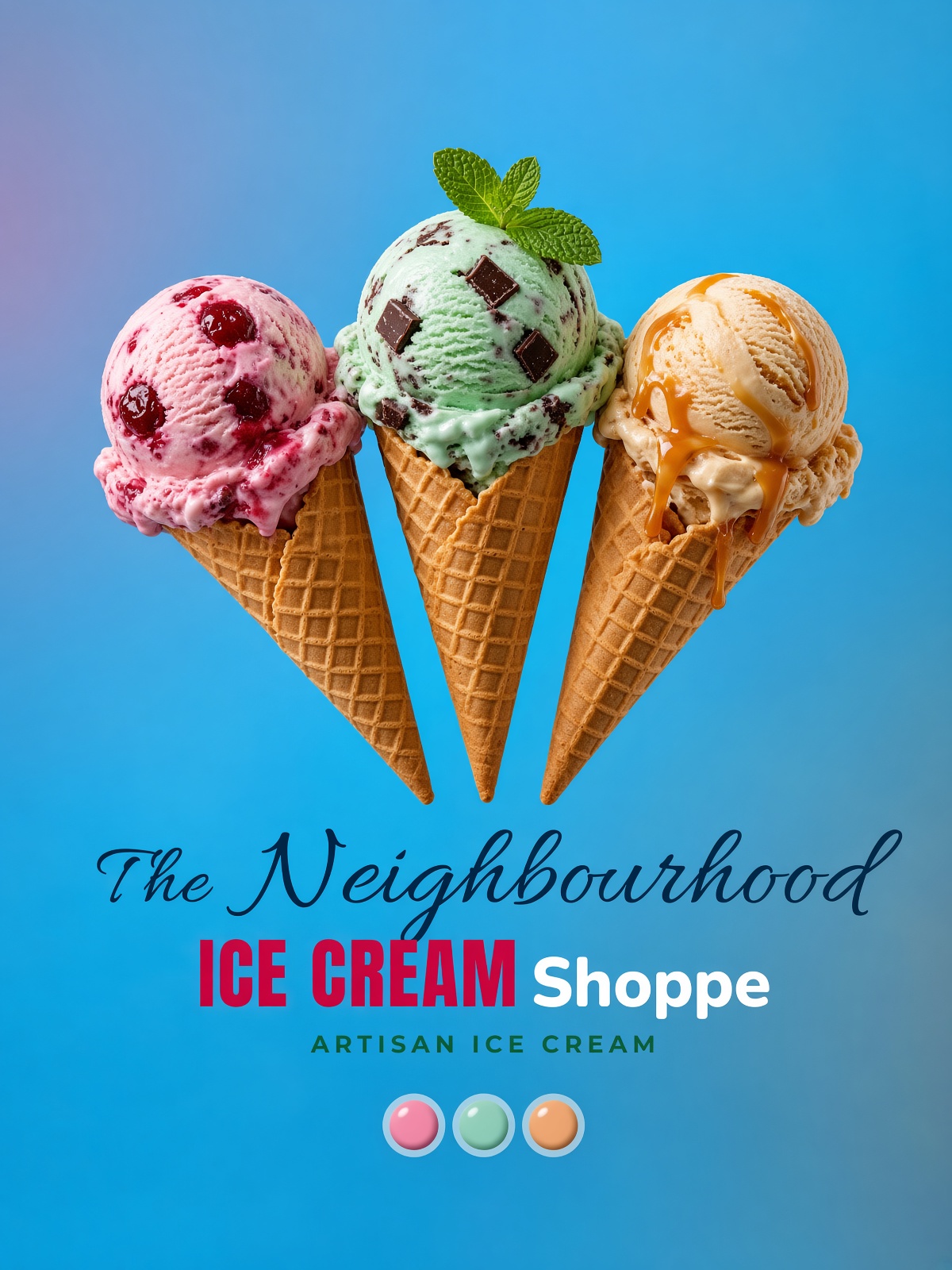 The Neighbourhood Ice Cream Shoppe — three waffle cones